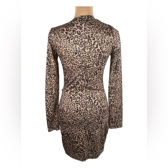 Superdown Laurie Leopard Metallic Wrap Mini Dress Size Medium - Picture 3 of 11